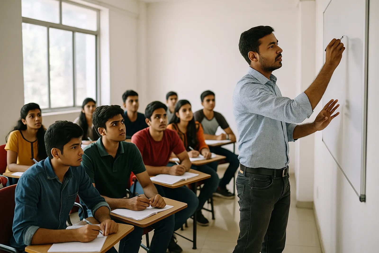 An Indian education institute campus during working hours
