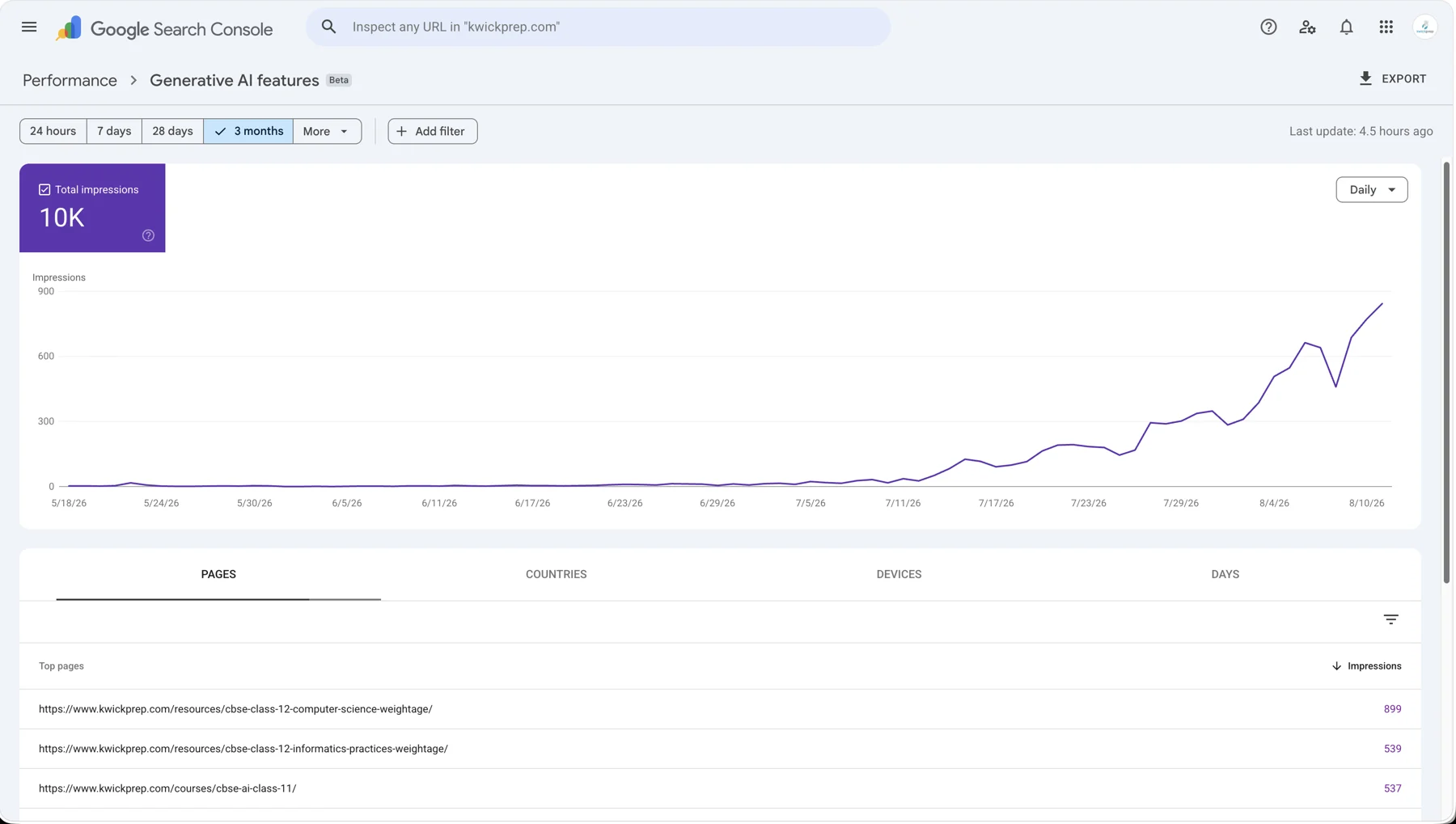 Search Console: Generative AI features