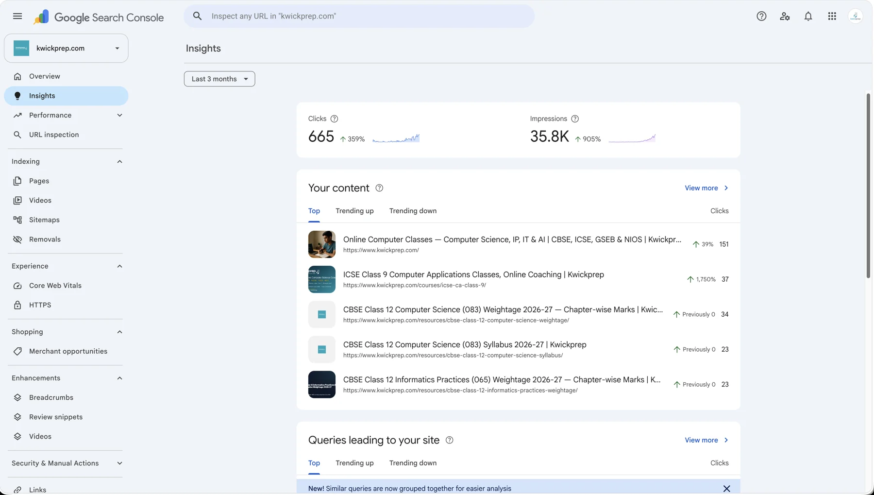Search Console: growth